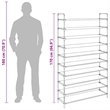 vidaXL Metal and Non-Woven Fabric Lightweight Shoe Rack in Black
