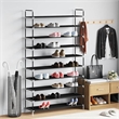 vidaXL Metal and Non-Woven Fabric Lightweight Shoe Rack in Black