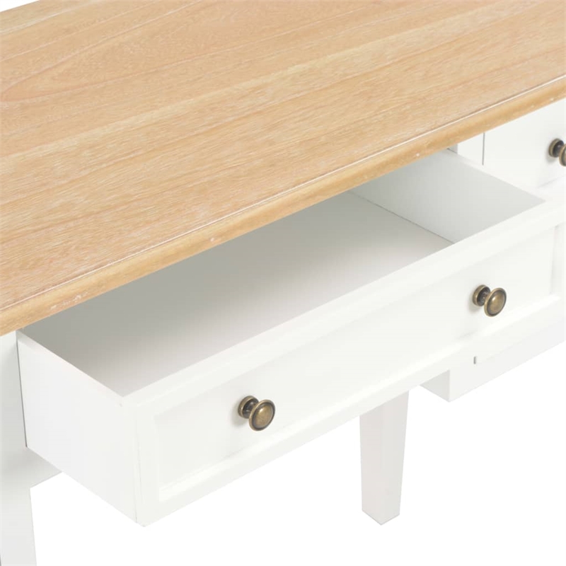vidaXL Pinewood Standard Writing Desk in White/Brown