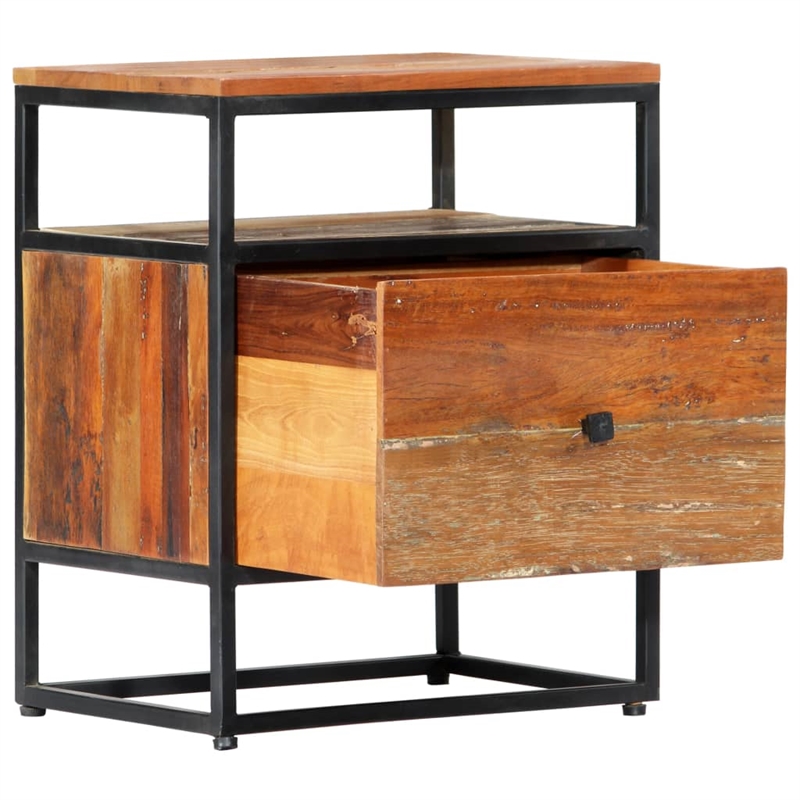 vidaXL Solid Reclaimed Wood Small Bedside Cabinet in Multicolor