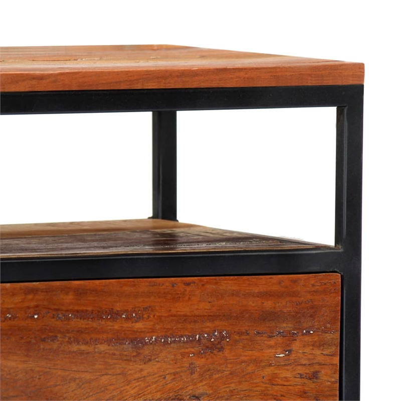 vidaXL Solid Reclaimed Wood Small Bedside Cabinet in Multicolor