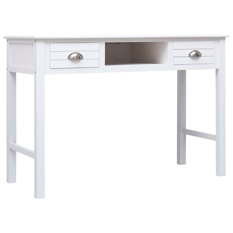 vidaXL Solid Paulownia Wood Desk in White