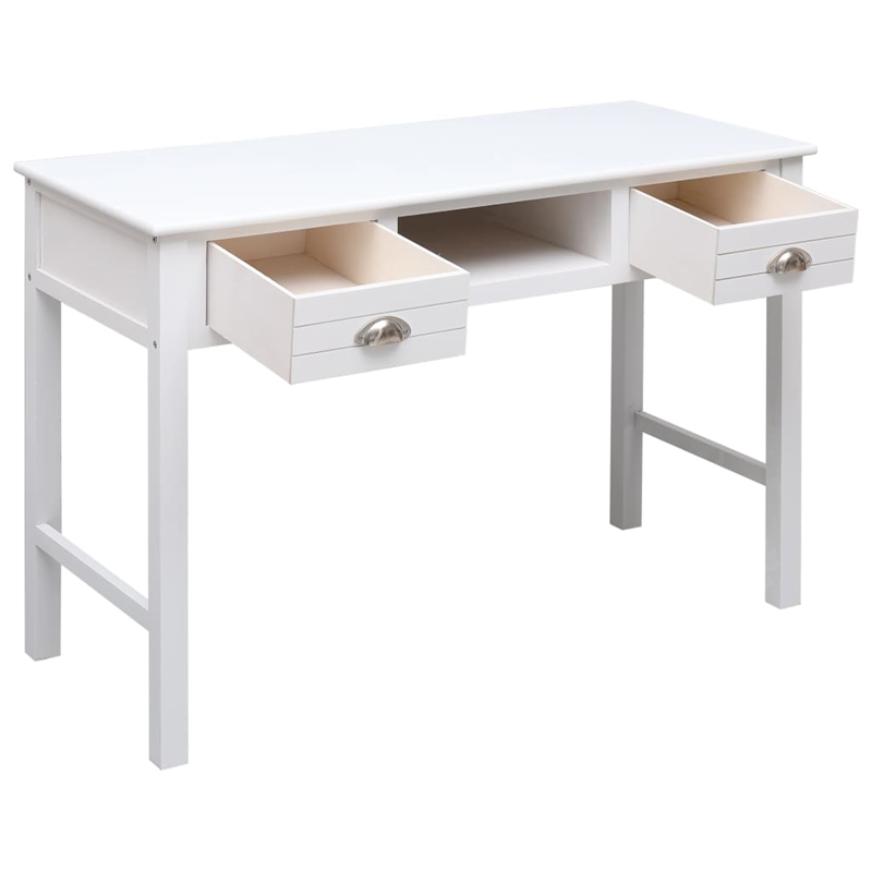 vidaXL Solid Paulownia Wood Desk in White