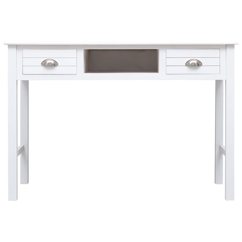 vidaXL Solid Paulownia Wood Desk in White