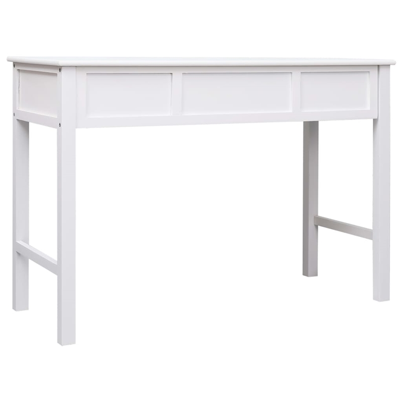 vidaXL Solid Paulownia Wood Desk in White