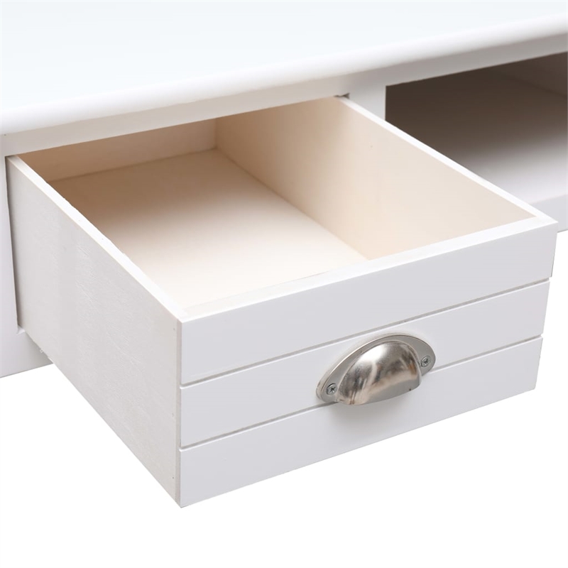 vidaXL Solid Paulownia Wood Desk in White