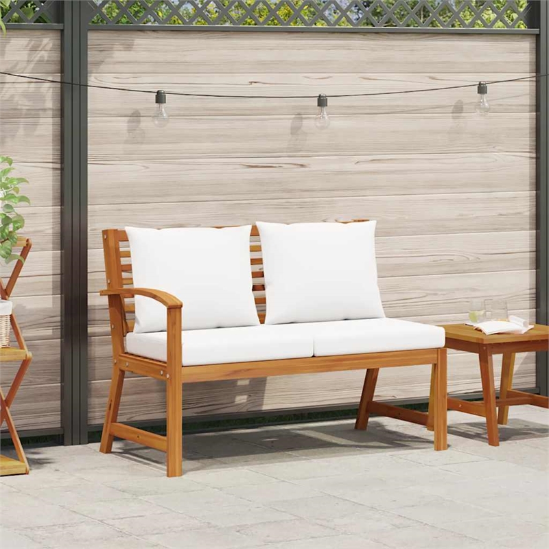 vidaXL Solid Acacia Wood Garden Bench in Brown/Cream