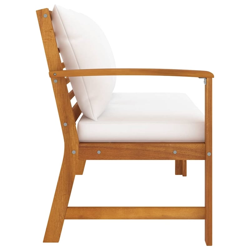 vidaXL Solid Acacia Wood Garden Bench in Brown/Cream