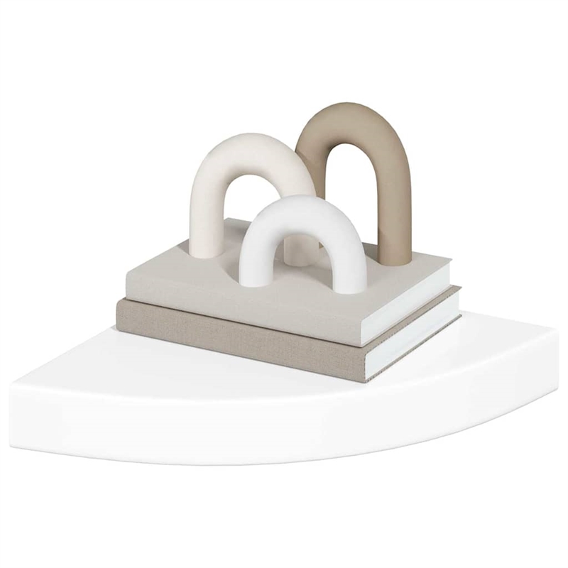 vidaXL MDF and Metal Corner Shelf in White Honeycomb (Set of 2)