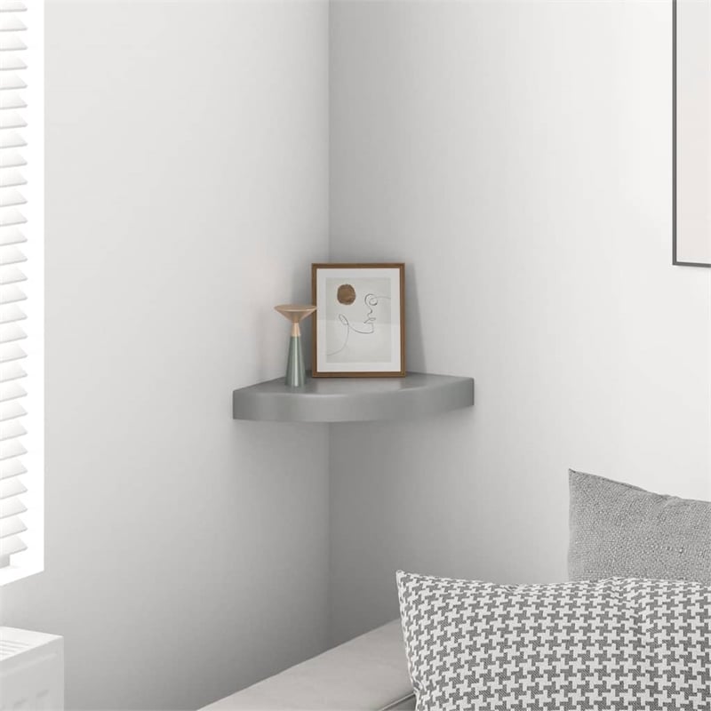 vidaXL MDF and Metal Corner Shelf in Gray Honeycomb
