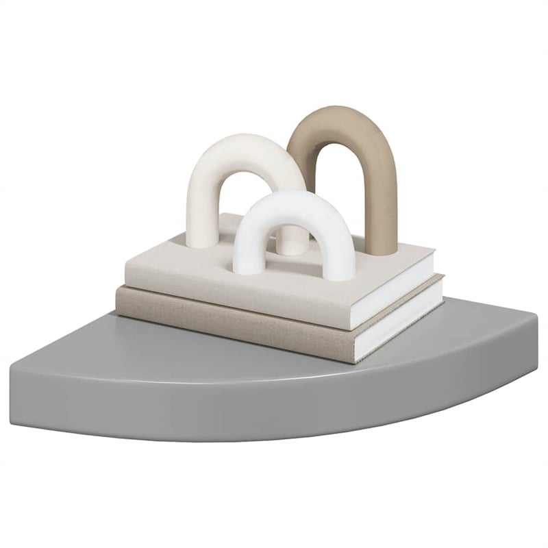vidaXL MDF and Metal Corner Shelf in Gray Honeycomb