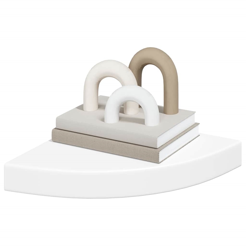 vidaXL MDF and Metal Corner Shelf in White Honeycomb (Set of 2)