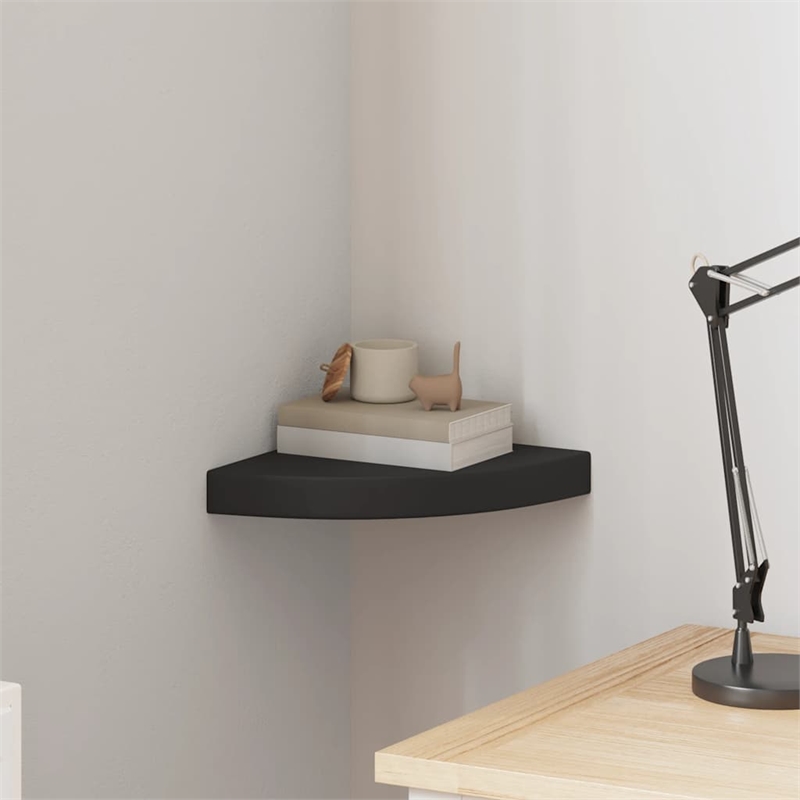 vidaXL MDF & Metal Wall Mounted Corner Shelf in Black Honeycomb