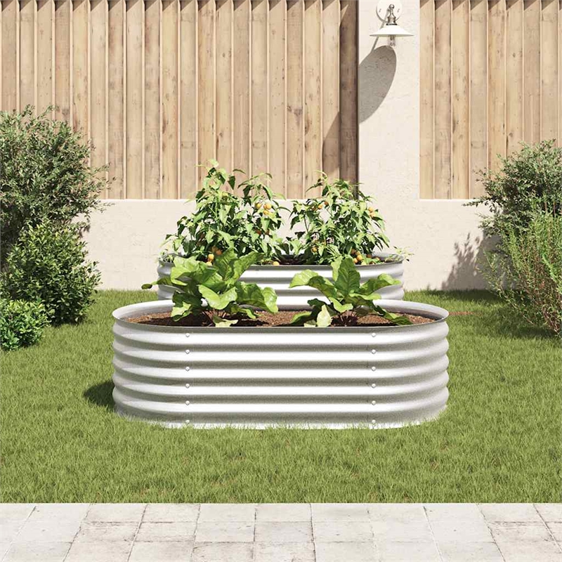 vidaXL Large Galvanized Steel Raised Garden Bed in Silver