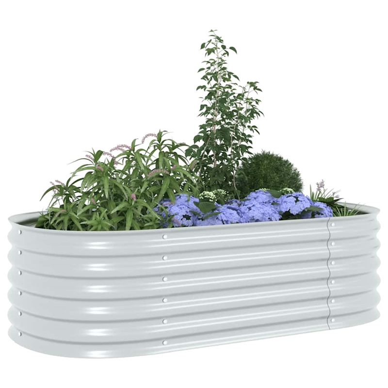 vidaXL Large Galvanized Steel Raised Garden Bed in Silver