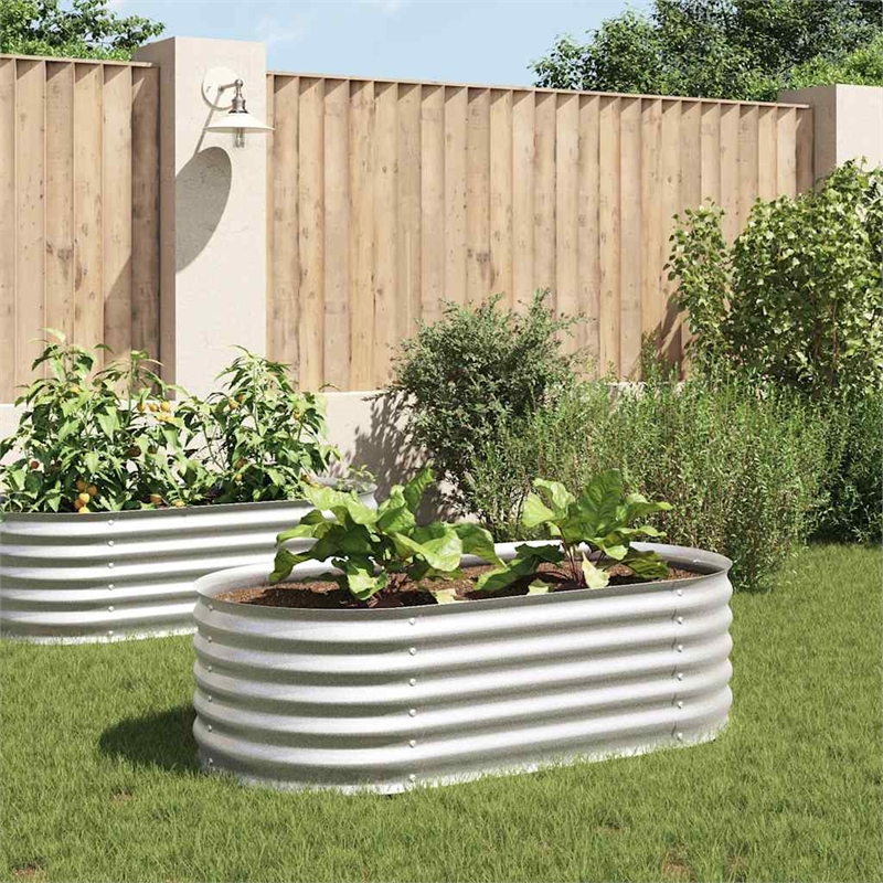 vidaXL Large Galvanized Steel Raised Garden Bed in Silver