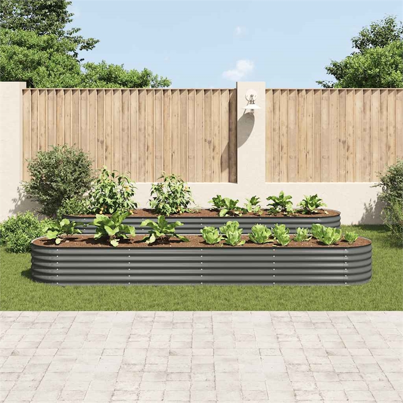 vidaXL Large Galvanized Steel Raised Garden Bed in Gray