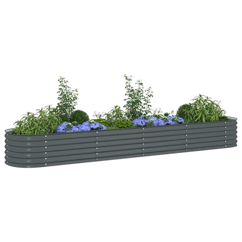 vidaXL Large Galvanized Steel Raised Garden Bed in Gray