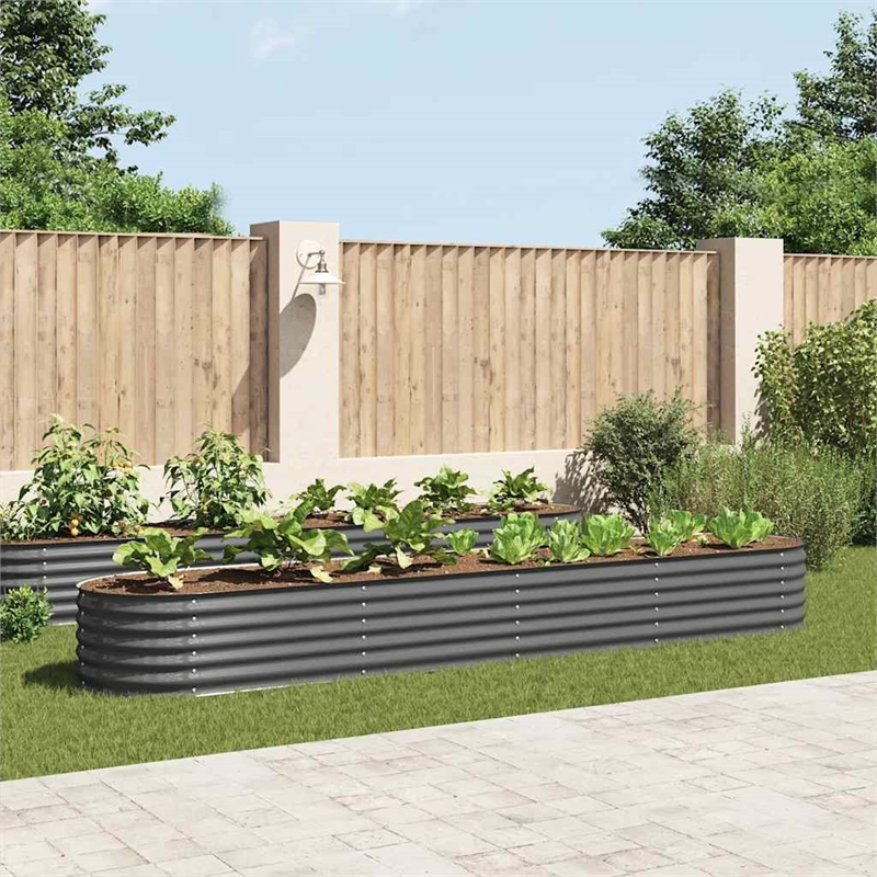 vidaXL Large Galvanized Steel Raised Garden Bed in Gray