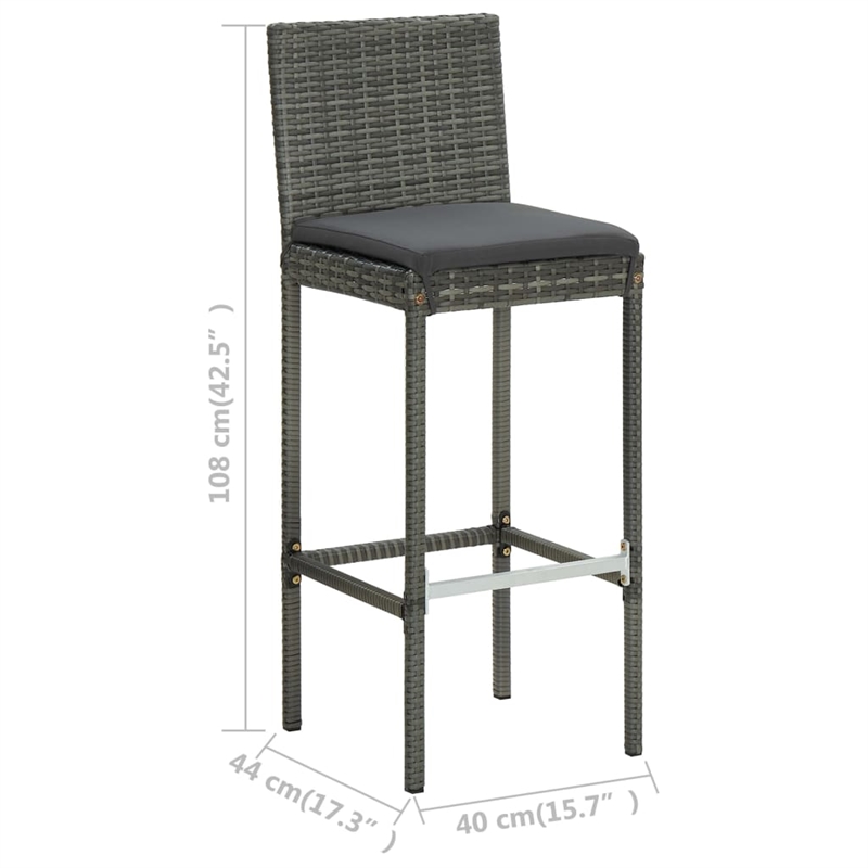 vidaXL Bar Stool in Gray (Set of 2)