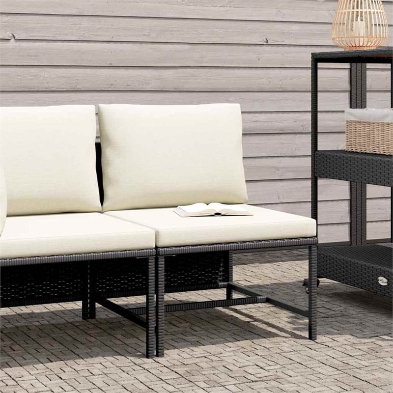 vidaXL Medium Modular PE Rattan Middle Sofa in Black