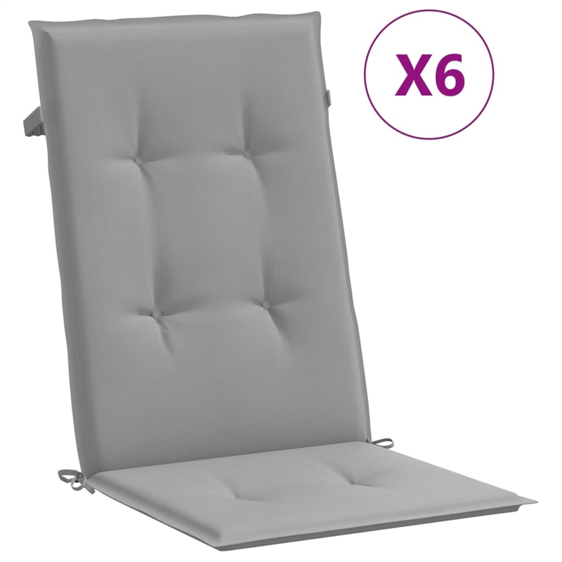 vidaXL Highback Chair Cushion in Gray (Set of 6))