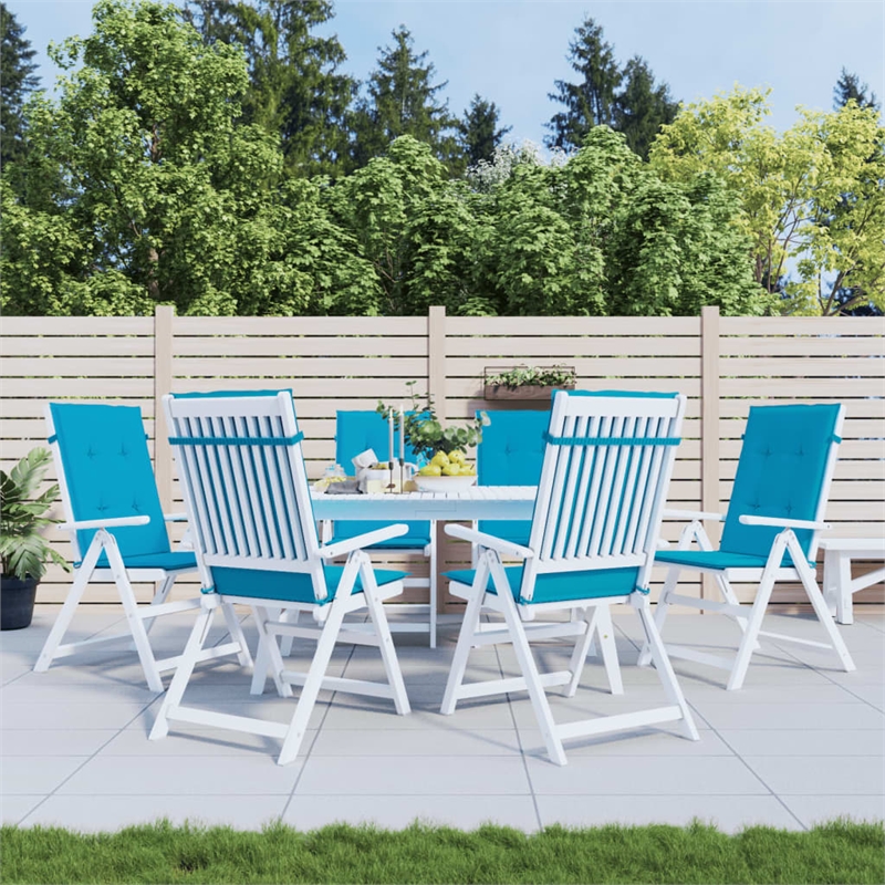vidaXL Highback Chair Cushion in Blue (Set of 6)