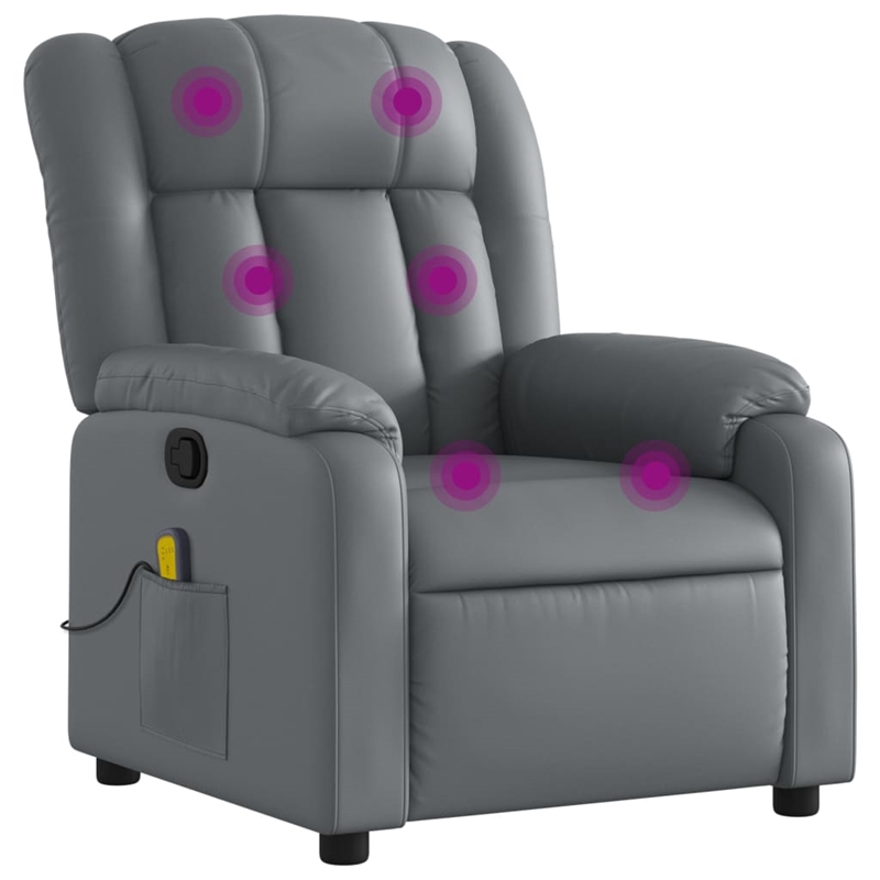 vidaXL Massage Recliner Chair in Gray Faux Leather