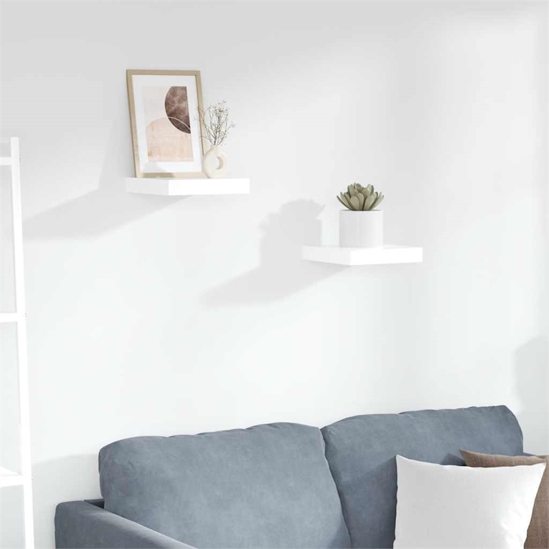 vidaXL MDF and Metal Wall Shelf in White Honeycomb (Set of 2)
