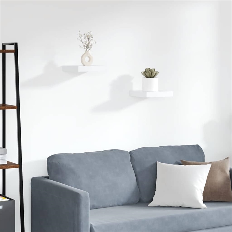 vidaXL MDF and Metal Wall Shelf in White Honeycomb (Set of 2)
