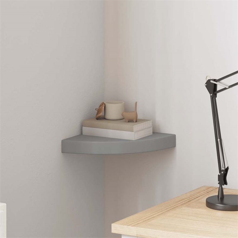 vidaXL MDF & Metal Wall Mounted Corner Shelf in Gray Honeycomb