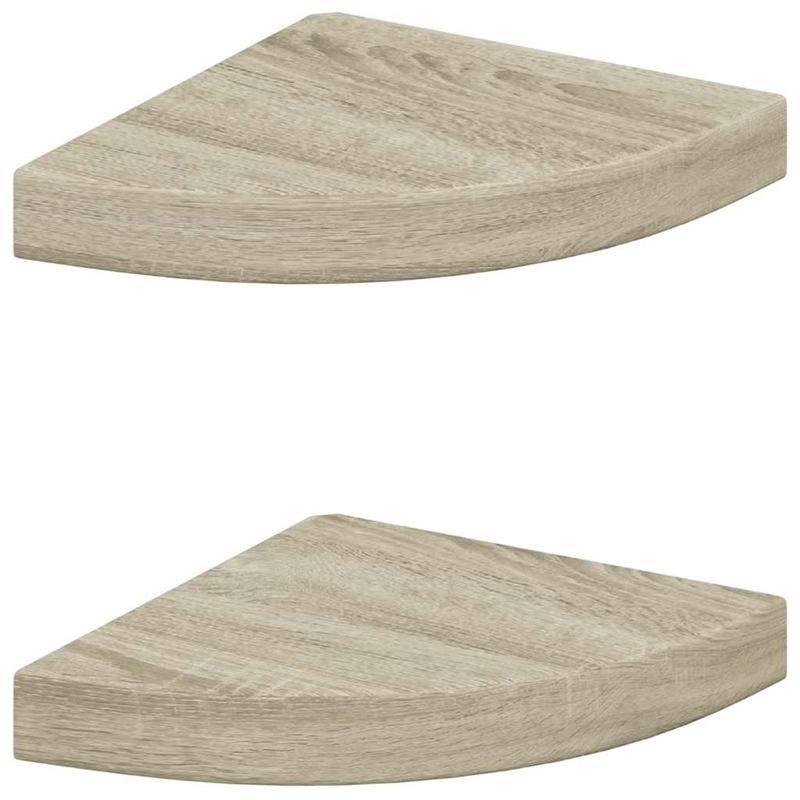 vidaXL MDF and Metal Corner Shelf in Oak Honeycomb (Set of 2)