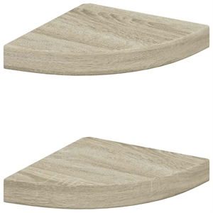 vidaXL MDF and Metal Corner Shelf in Oak Honeycomb (Set of 2)