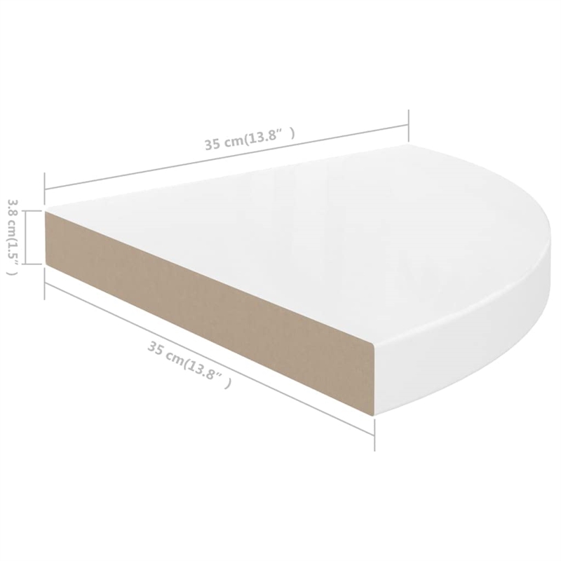 vidaXL MDF and Metal Corner Shelf in White Honeycomb