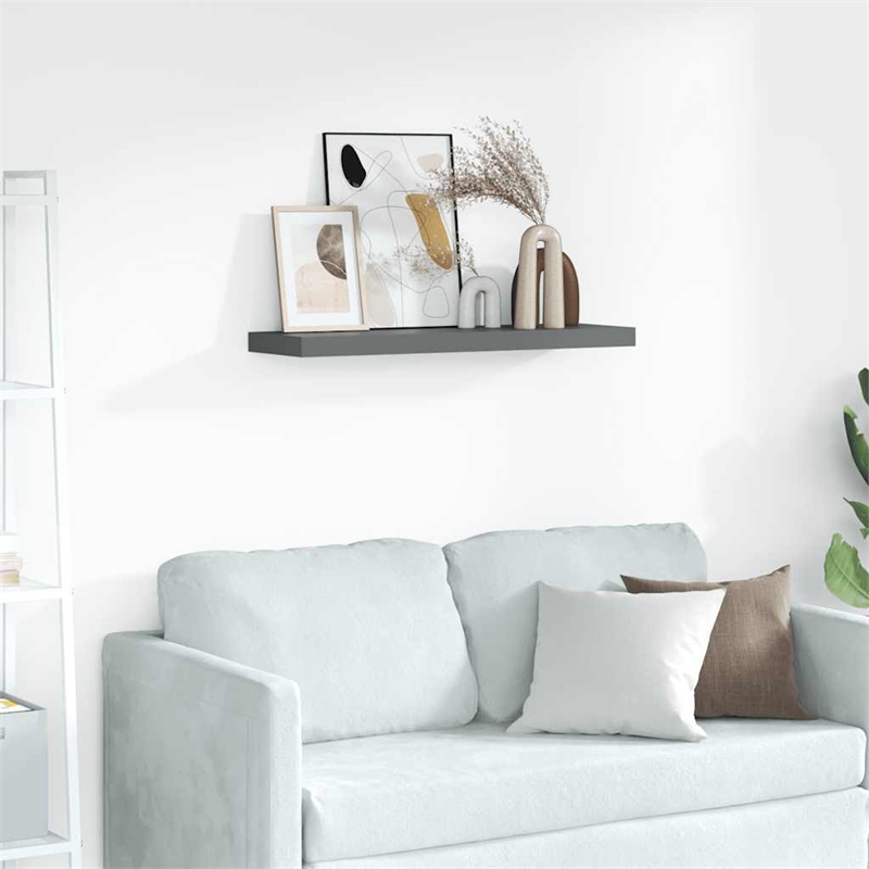 vidaXL Lacquered MDF Frame Ledge Shelf in Gray (Set of 2)