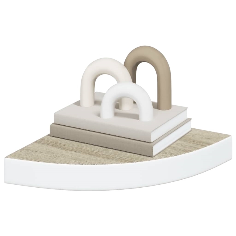 vidaXL MDF & Metal Wall Mounted Corner Shelf in Oak and White Honeycomb