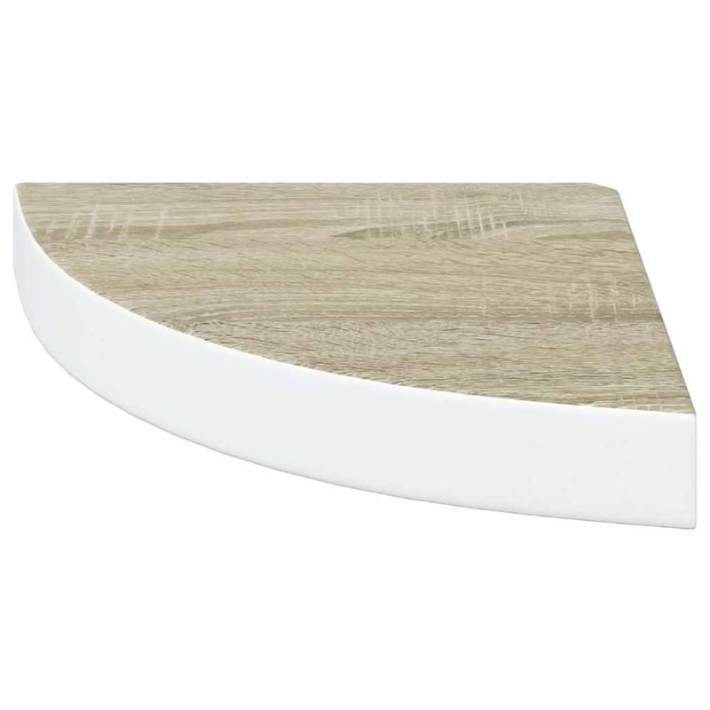 vidaXL MDF & Metal Wall Mounted Corner Shelf in Oak and White Honeycomb