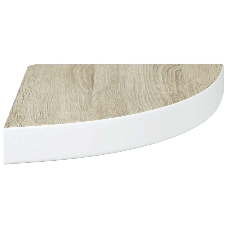 vidaXL MDF & Metal Wall Mounted Corner Shelf in Oak and White Honeycomb