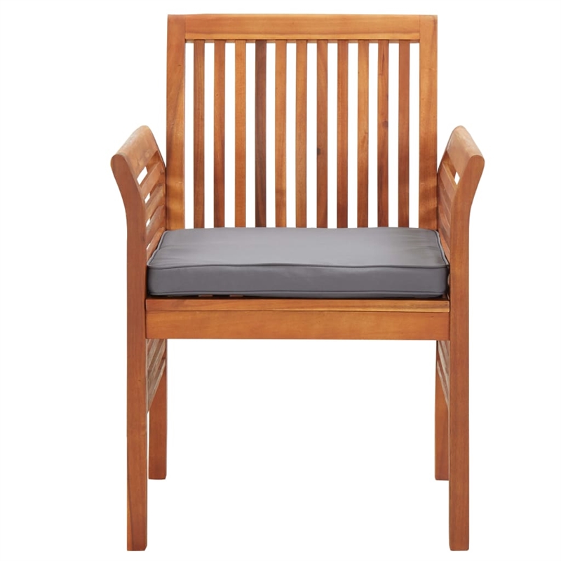 vidaXL Solid Acacia Wood Dining Chair in Brown Frame/Dark Gray Cushion