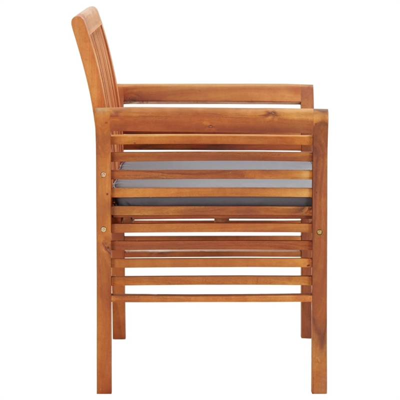 vidaXL Solid Acacia Wood Dining Chair in Brown Frame/Dark Gray Cushion