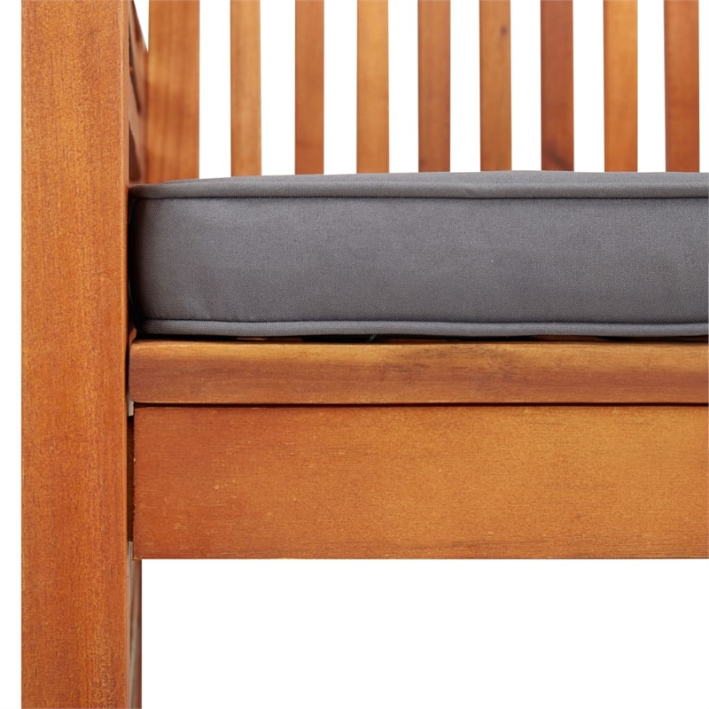 vidaXL Solid Acacia Wood Dining Chair in Brown Frame/Dark Gray Cushion