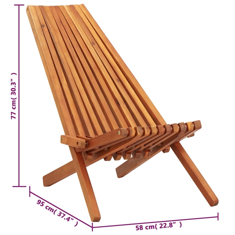 vidaXL Solid Acacia Wood Standard Foldable Outdoor Chair in Brown