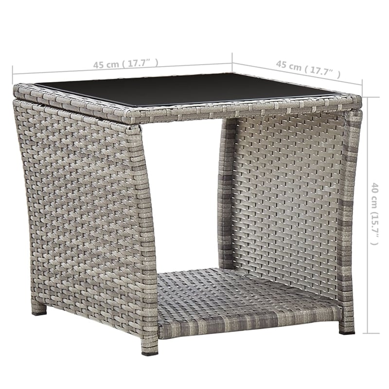 vidaXL Poly Rattan Compact Durable Coffee Table in Gray and Black