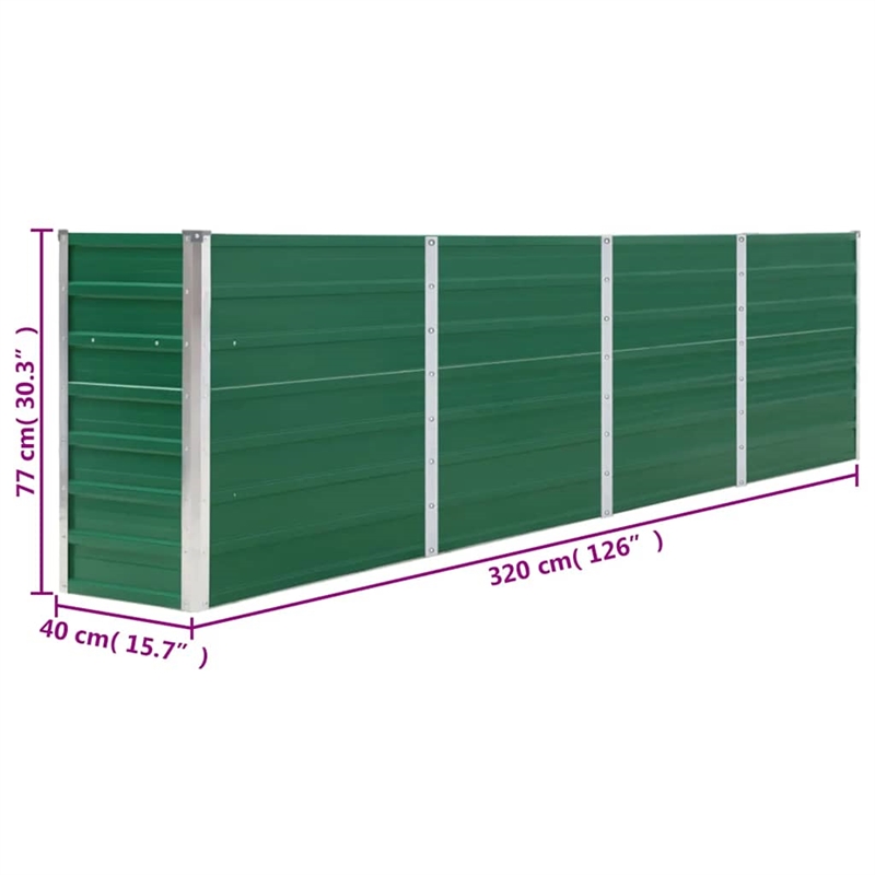 vidaXL Large Galvanized Steel Garden Planter in Green