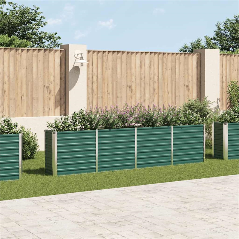 vidaXL Large Galvanized Steel Garden Planter in Green