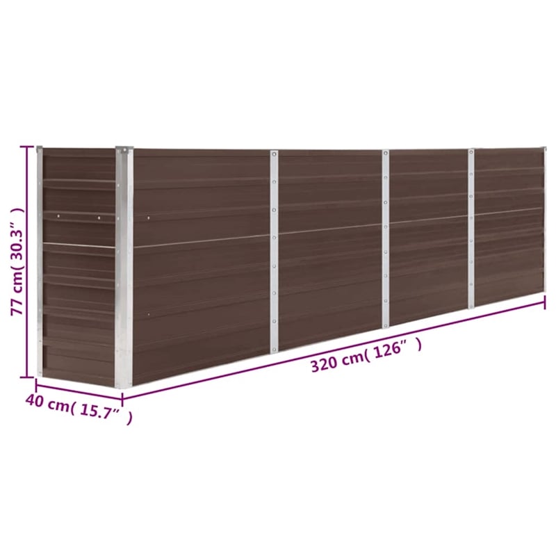 vidaXL Large Galvanized Steel Garden Planter in Brown