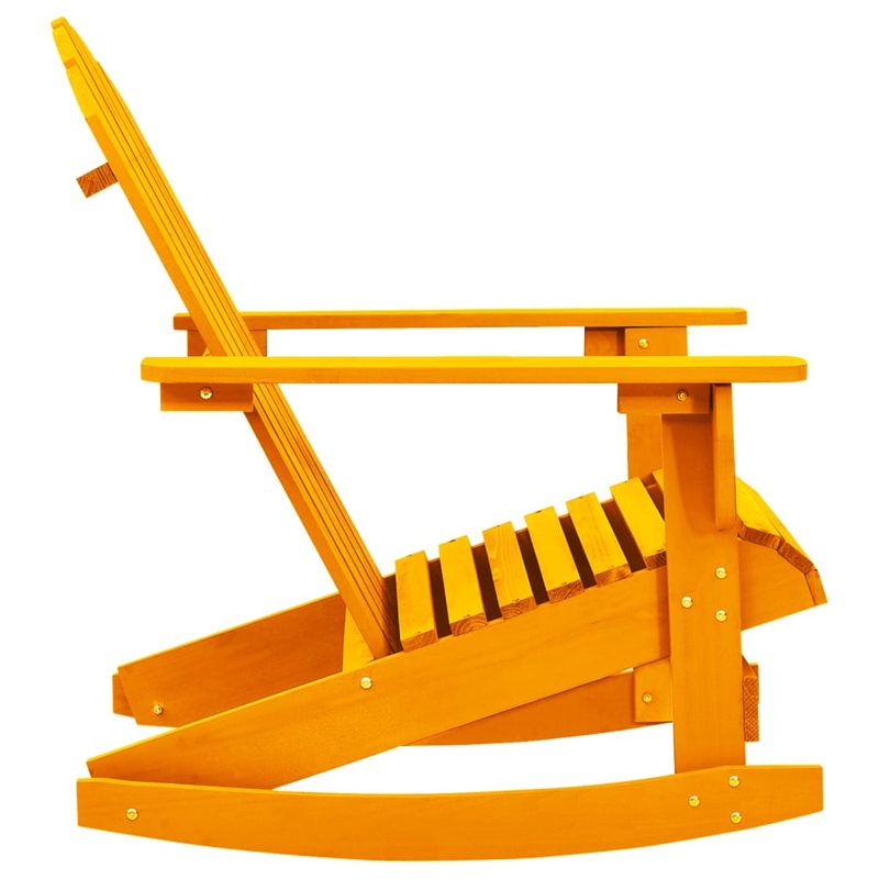 vidaXL Solid Fir Wood Medium Ergonomic Garden Rocking Chair in Orange