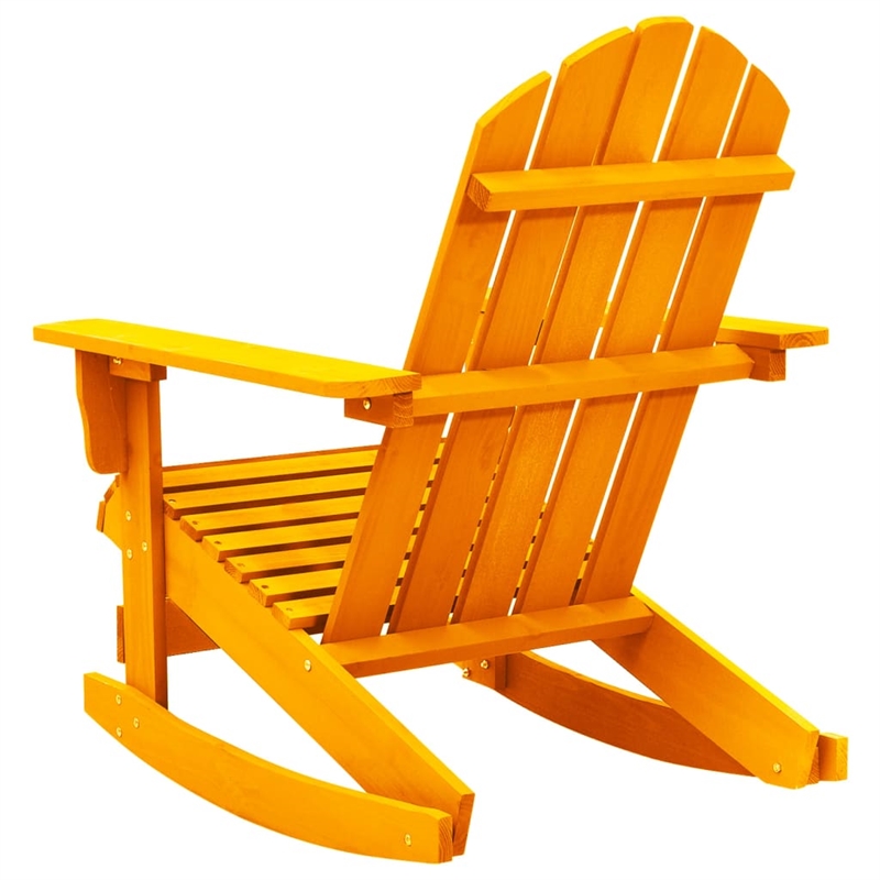 vidaXL Solid Fir Wood Medium Ergonomic Garden Rocking Chair in Orange
