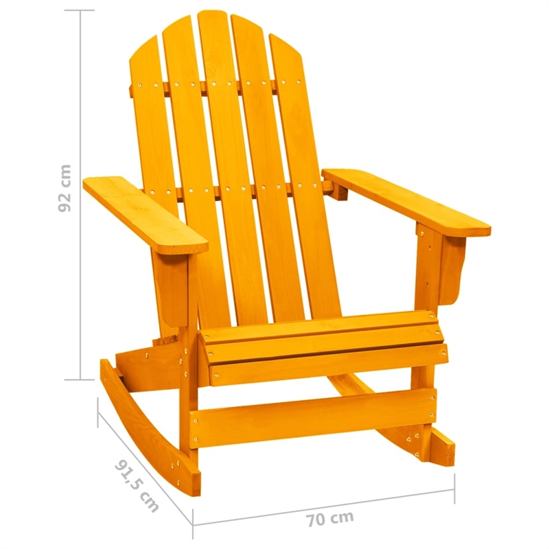 vidaXL Solid Fir Wood Medium Ergonomic Garden Rocking Chair in Orange