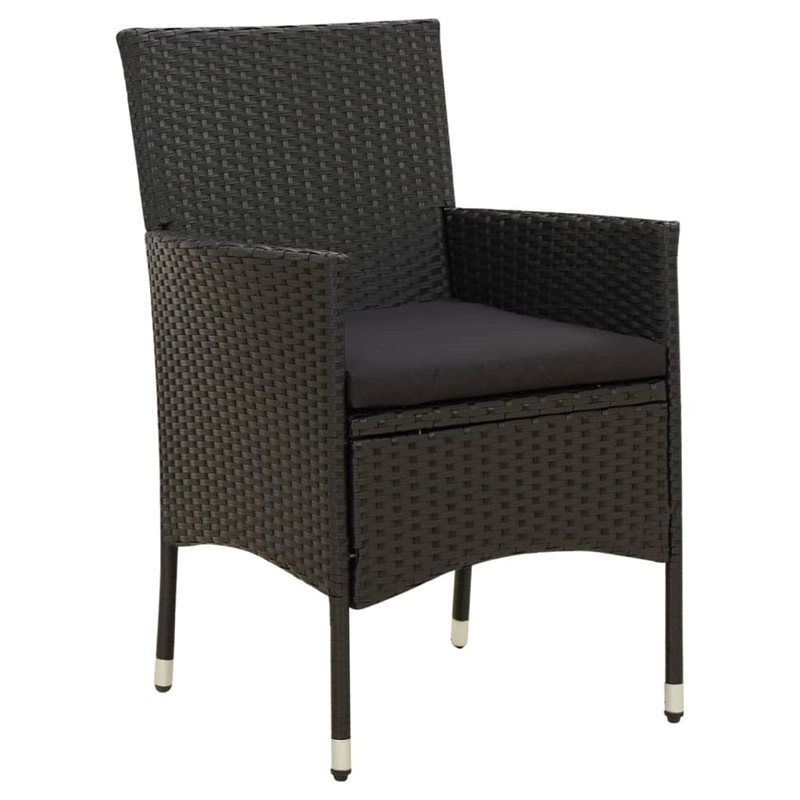 vidaXL Poly Rattan Medium Garden Chair in Black (Set of 2)